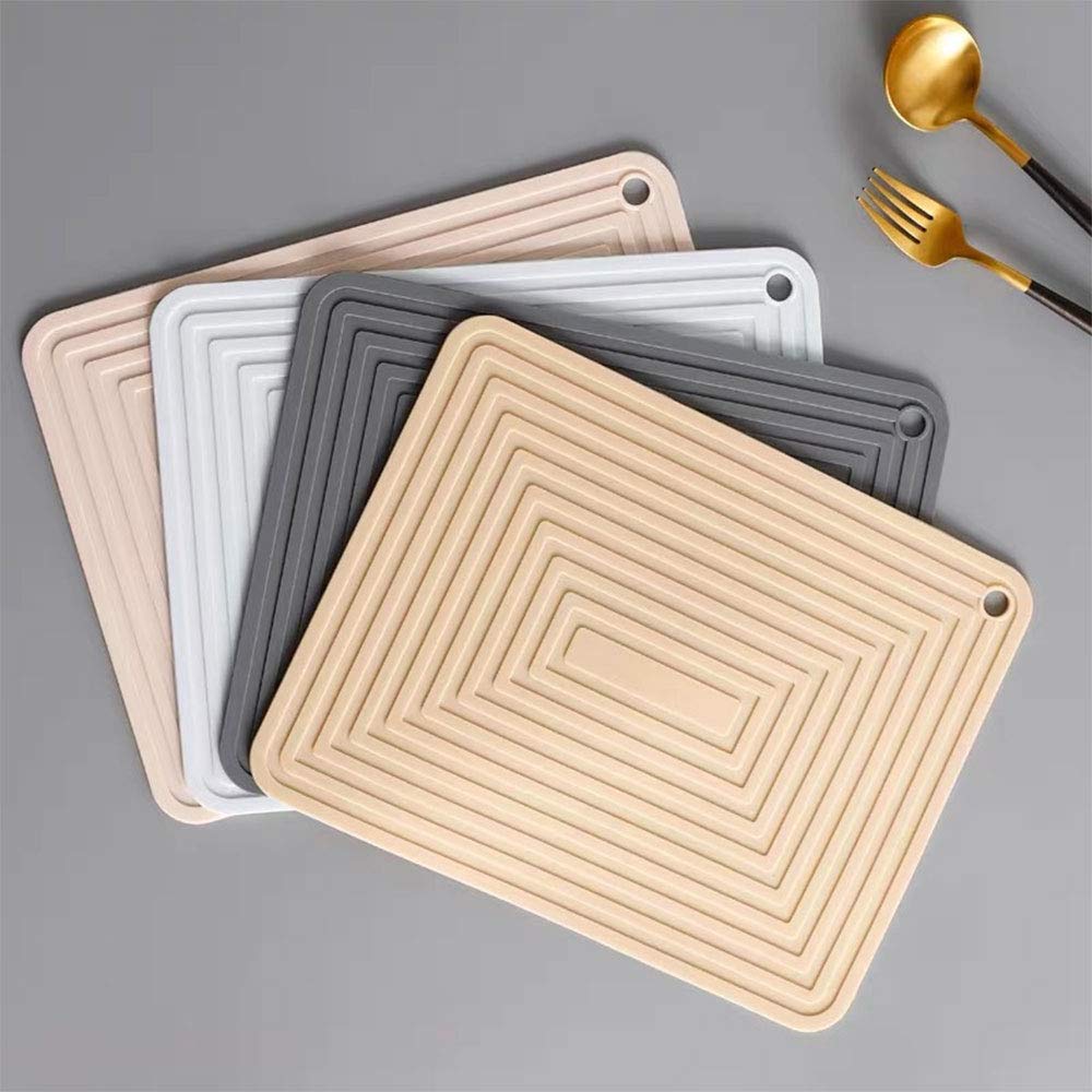 TopHomer Salvamanteles de silicona premium para platos calientes, ollas y sartenes, 4 unidades, color beige
