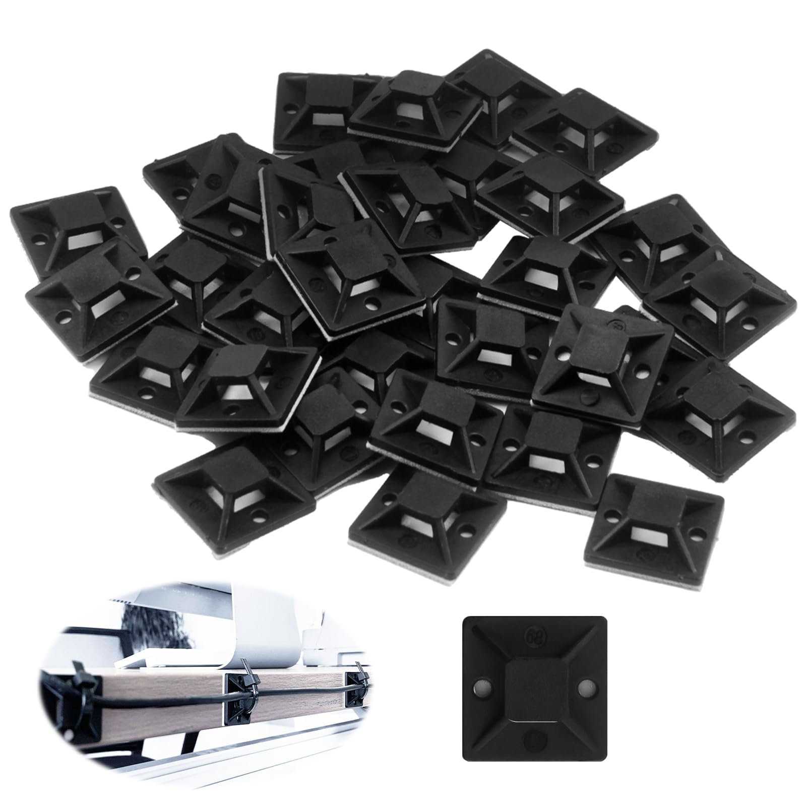 Base Per Fascette Autoadesiva - 100 Pezzi 18.5x18.5x6.4mm Per Organizzazione Cavi - Foto 4