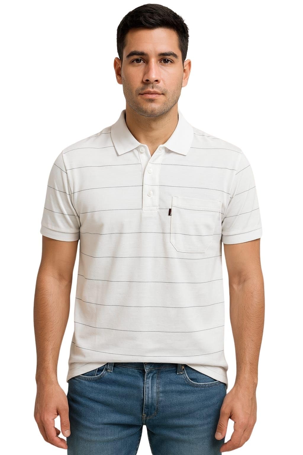 Men Cotton Striped Polo Neck Half Sleeve T-Shirt with Pocket-image-46