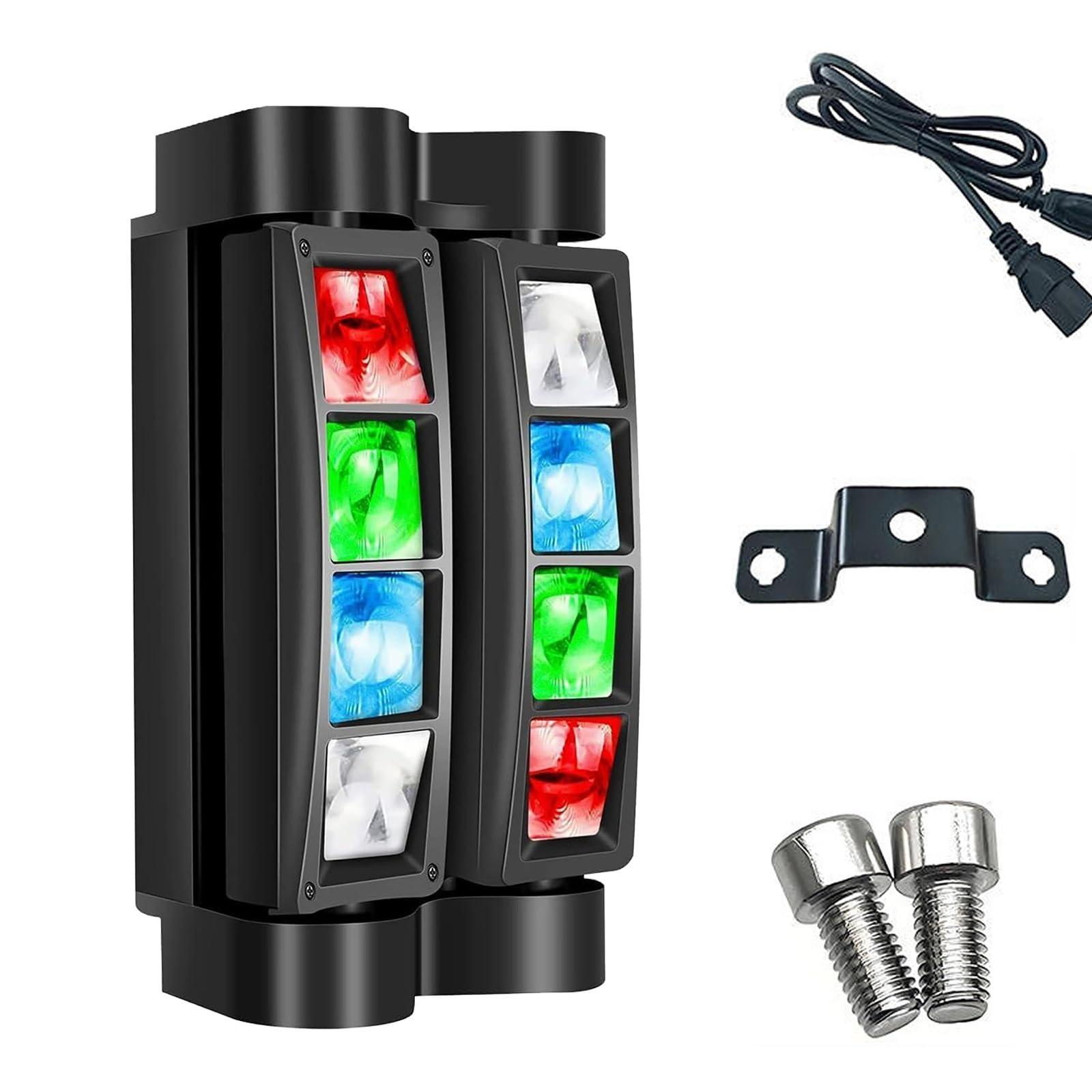 Zestaw podwójnych efektów świetlnych LED dla DJ-ów Double Helix, sterowany DMX system oświetlenia imprezowego dla DJ, diody LED RGBW 8X 3W, do klubów dyskotekowych i wydarzeń na żywo