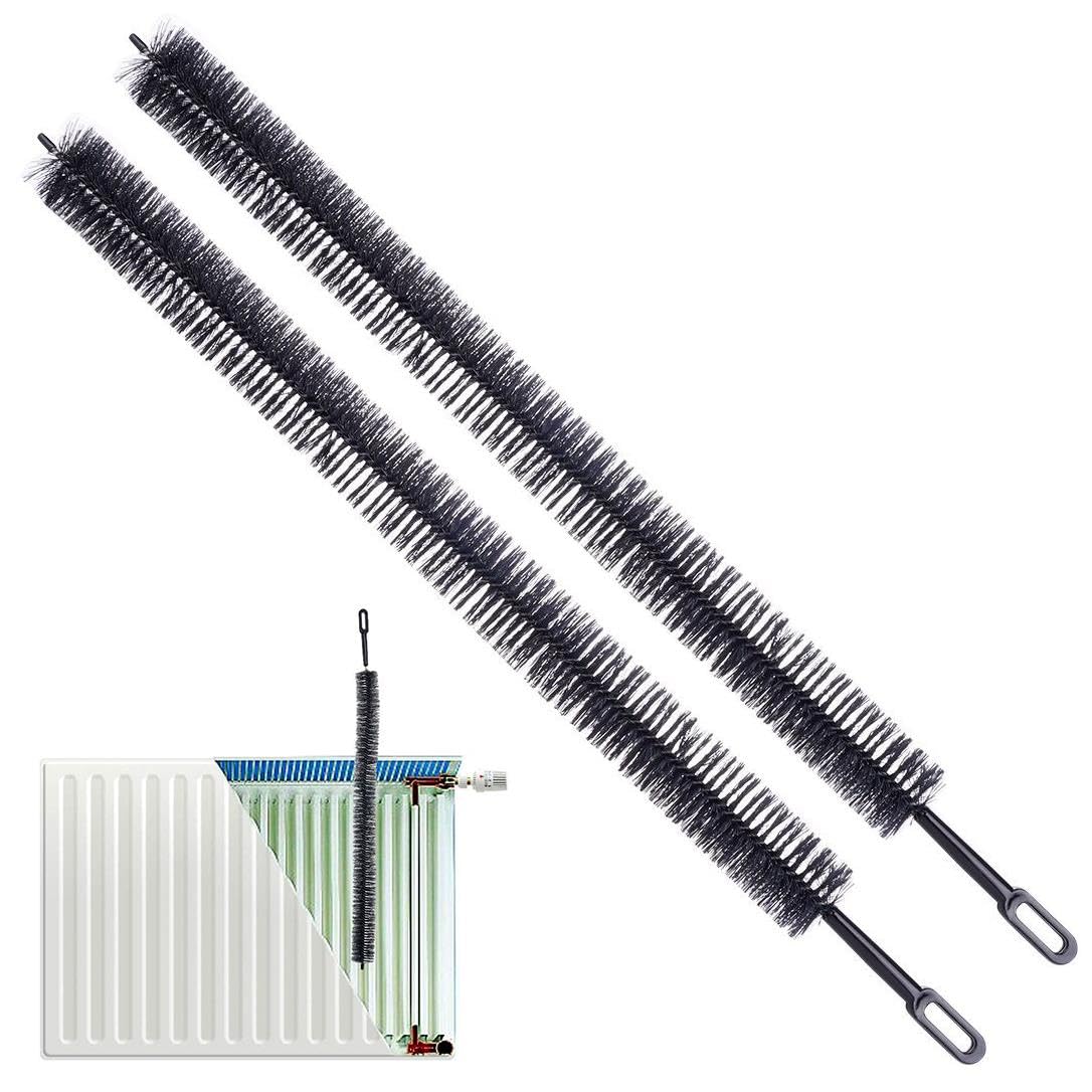 Geezy Black Set Of 2 Radiator Cleaning Brushes – 71Cm Long Flexible Bristle Dusters With Plastic Handle, Radiator Cleaner Tools For Home And Office Dust Removal