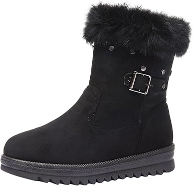 Amazon.com: Botas de tobillo para mujer, de color sólido, de terciopelo,  cálidas botas de nieve, con hebilla decorativa, punta redonda, parte  inferior gruesa : Ropa, Zapatos y Joyería