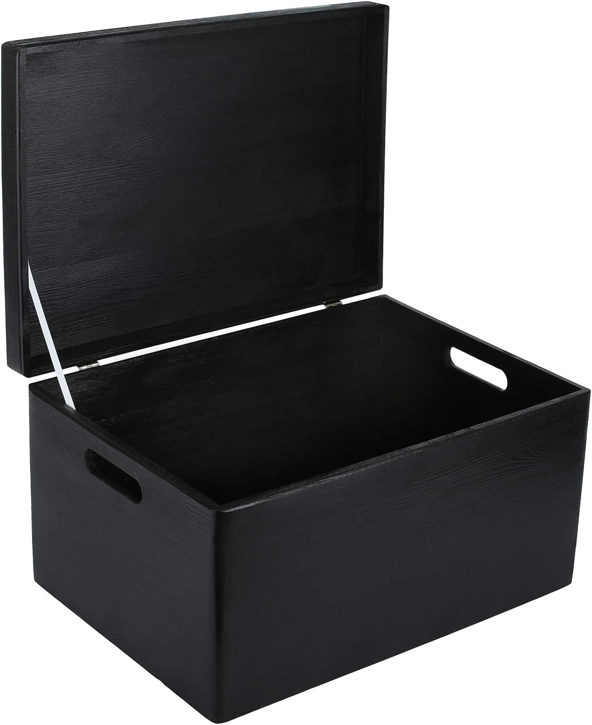 Creative Deco Large Black Wooden Box Storage with Hinged Lid | 15.8x11.8x9.44in (+-0.5) | Keepsake Gift Box Storage Document | Wood Chest Trunk Product NOT Intended for 15 Years OR Below