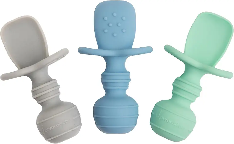 UpwardBaby Self Feeding Spoons with Anti-Choke Barrier – Silicone Utensils for 4 Months+ – Baby Led Weaning Silicone Spoon - Feeding Supplies