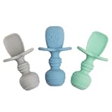 UpwardBaby Baby Spoons Self-Feeding with Anti-Choke Barrier - BPA-Free Silicone Utensils for Baby-Led Weaning & First-Stage Infant Spoons - 6&plus; Months and Toddler Friendly &lpar;3 Pack&rpar;