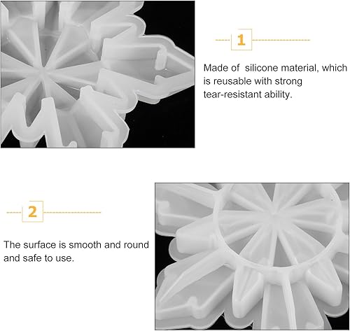 Miniatura 6 de EXCEART 4 moldes para manualidades navideñas, moldes para colgantes con temática navideña, moldes de copos de nieve, moldes para posavasos de copos