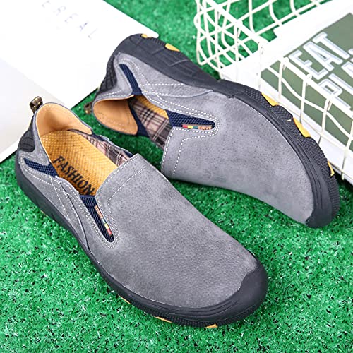 Eliogn Men's Hiking Shoes Comfortable Slip-on Loafers Outdoor Non-Slip Casual Sports Shoes for Men Walking Shoes Grey 39
