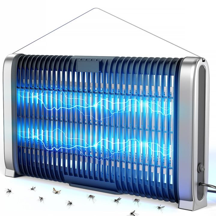 NIIYOCA Raqueta Mosquitos Electrica, Lampara Antimosquitos 4200V 40W Doble Tubo UV, Mata Mosquitos Electrico No Tóxico, Mosquitos Eléctrico Trampa Eléctrica contra Electrico para Interior y Exterior