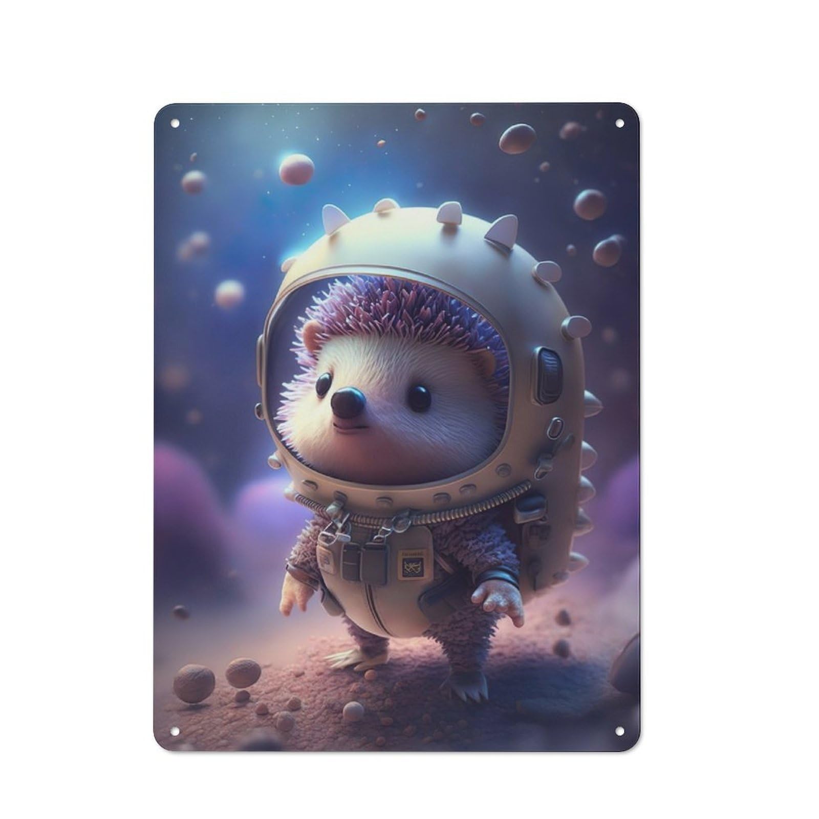 Junmoney Astronaut Space Hedgehog Industrial-Style Tin Sign 40X30cm For Garage Or Workshop, For Garage, Workshop And Man Cave Decoration
