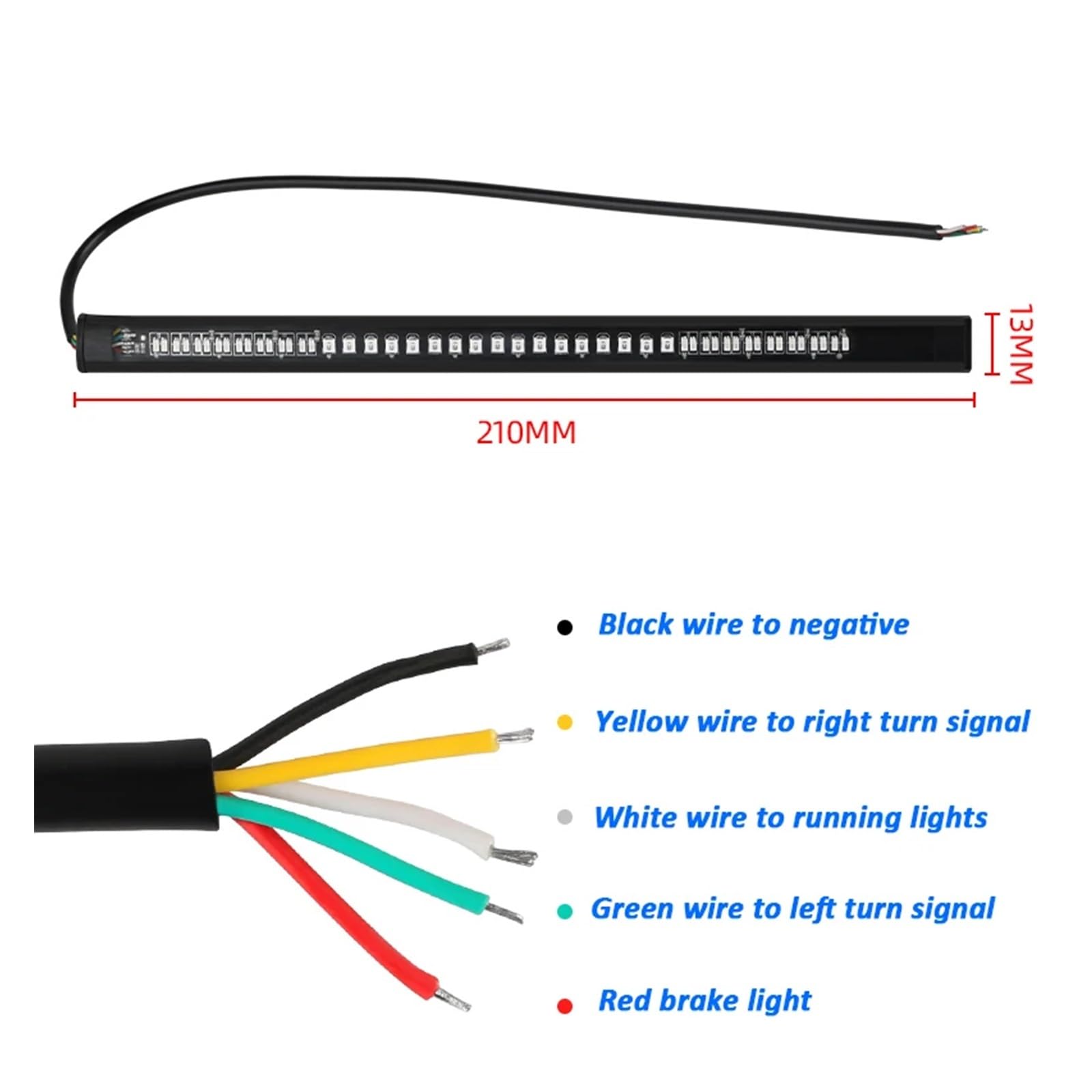 Moto Luz Trasera Tira de Luces LED Flexible para Motocicleta, luz de Freno de 48 LED, señal de Giro automática, luz Trasera de Freno para Moto Universal, 1/2 Uds.