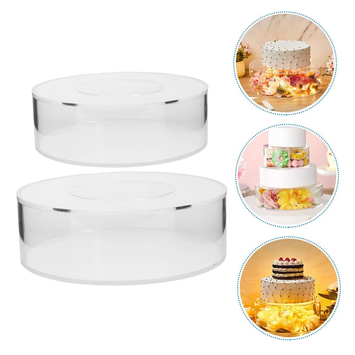 Alzata per Torte in Acrilico Trasparente Riempibile Set 2 Pezzi Basso Supporto per Pasticceria e Bancarella di Dolci per Matrimoni e Feste