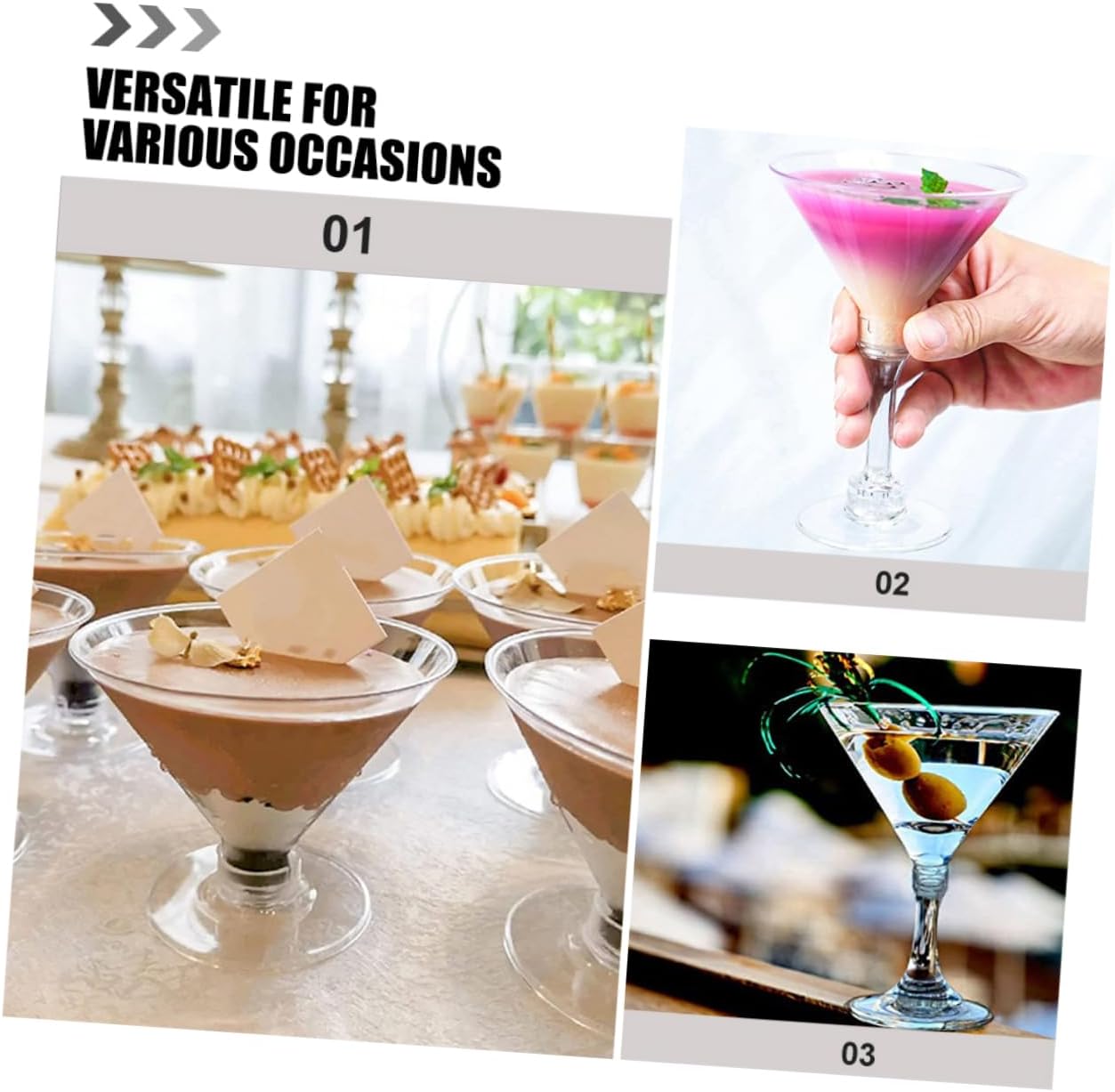 SHOWERORO 50pcs Unbreakable Plastic Margarita Glasses Elegant Dessert Cups for Weddings Parties and Bars Versatile Tumbler for Cocktails Ice Cream and Jell