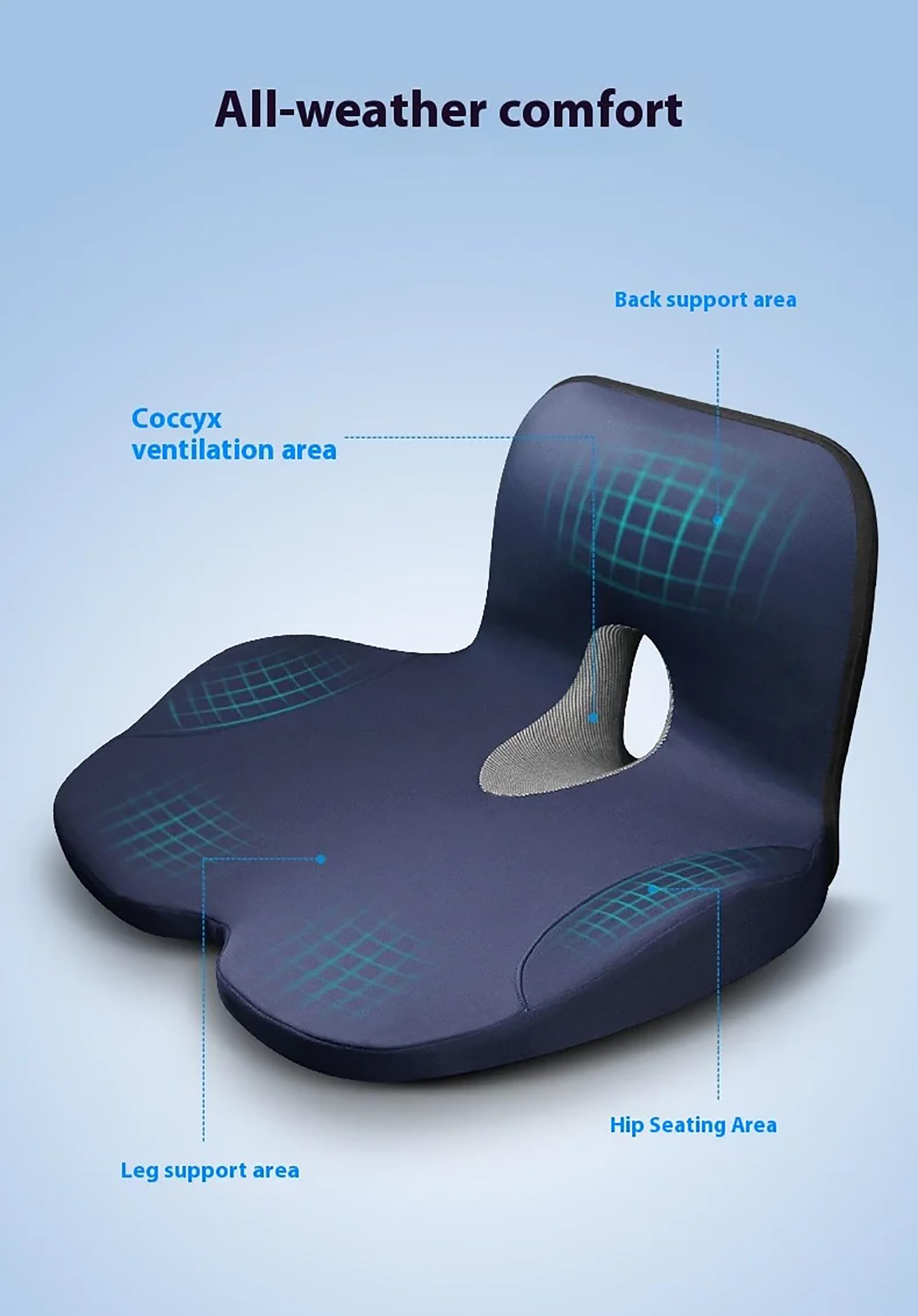 Poduszka na siedzenie samochodowe do Opel/Vauxhall Mokka B SUV 2020 2021 2022 2023 2024 2025 2026, ergonomiczna poduszka z pianki memory - wygodne i skuteczne wsparcie z pianki memory, czarna