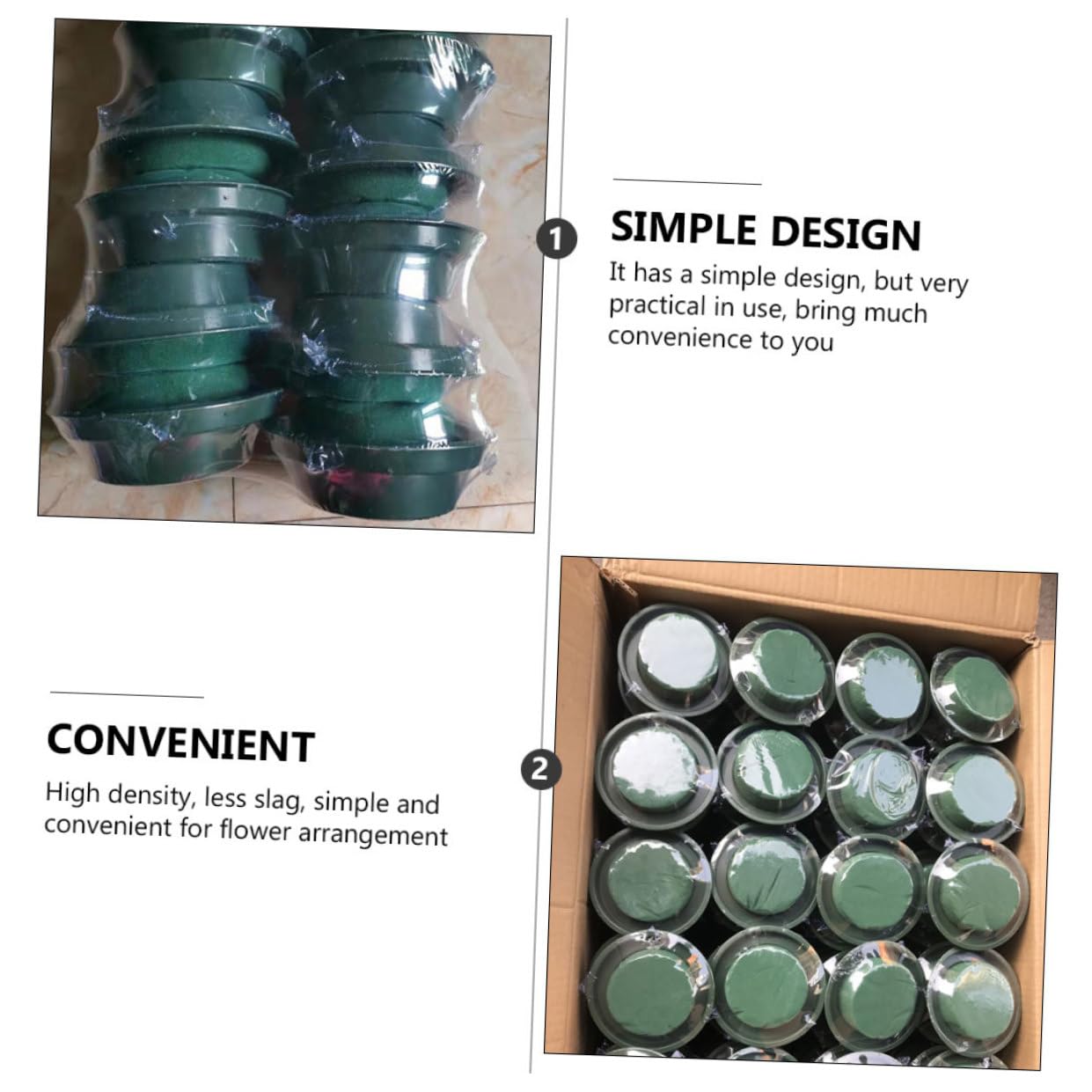 PLAFOPE Lot de 12 Blocs de Mousse Ronde Verte Haute Densité en Résine PP pour Compositions Florales DIY et Décoration, pour Fleuristes