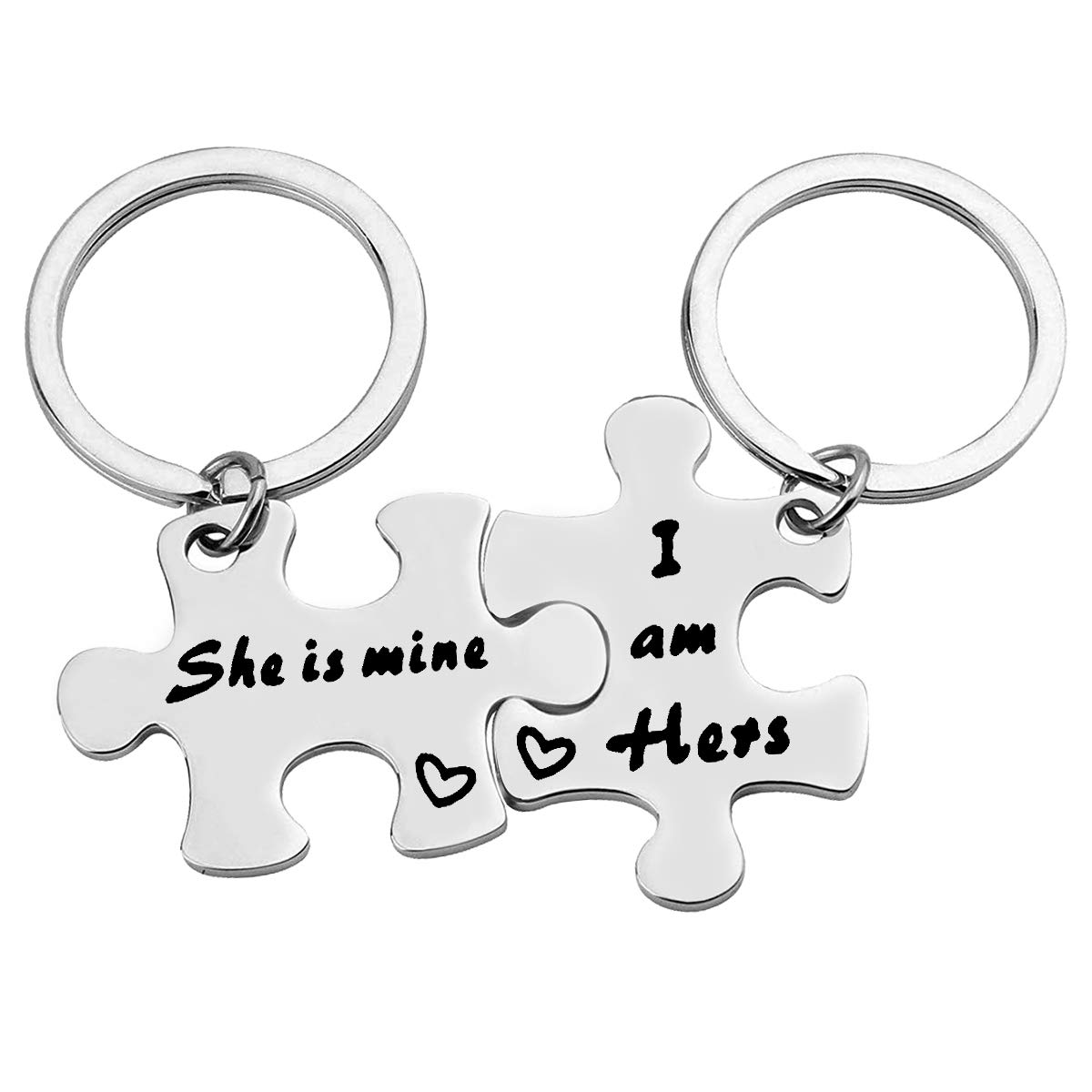 Lesbian Couples Keychain Set - I am Hers, She is Mine Keychain for LGBT Women, Stainless Steel Keychain Gift for Girlfriend, Valentine's Day, Anniversary, Birthday, Wedding