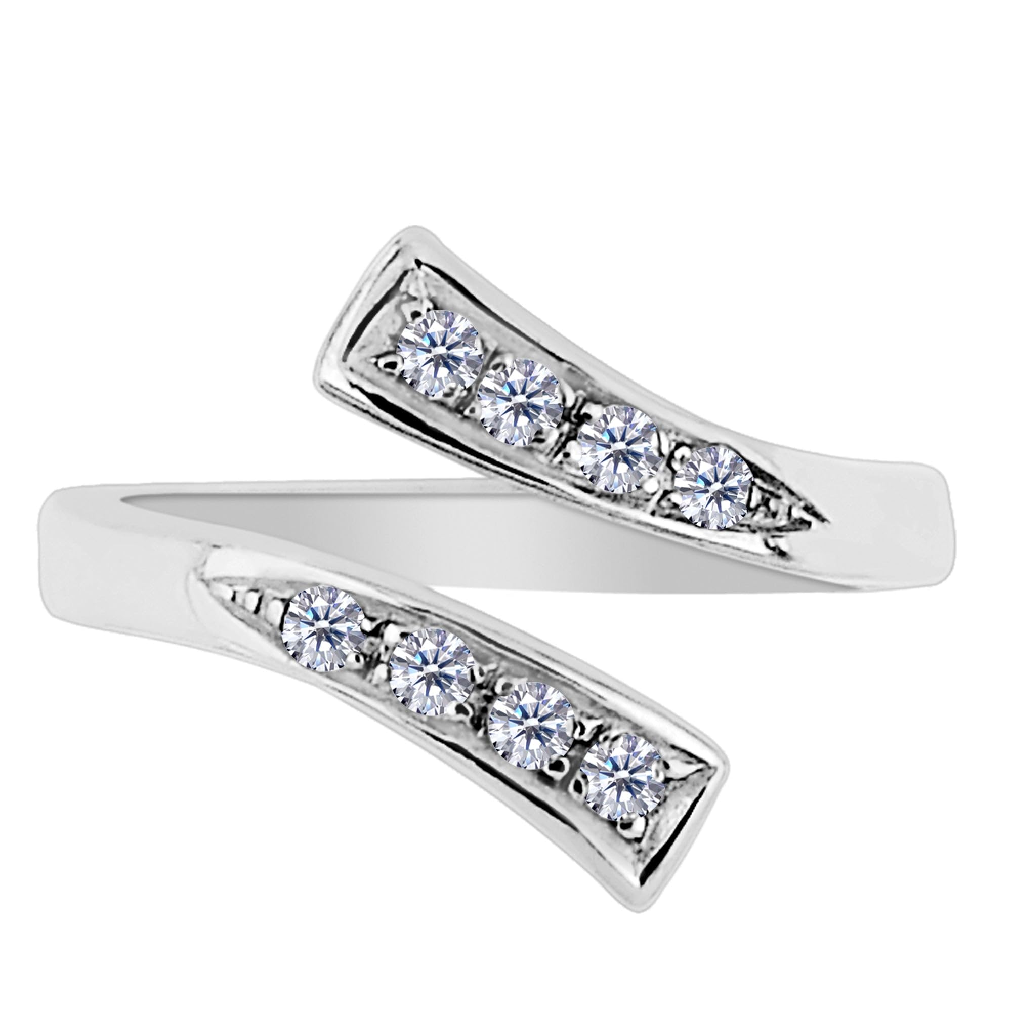 Argento sterling doppie punte con CZ di passaggio Style anello da piede regolabile