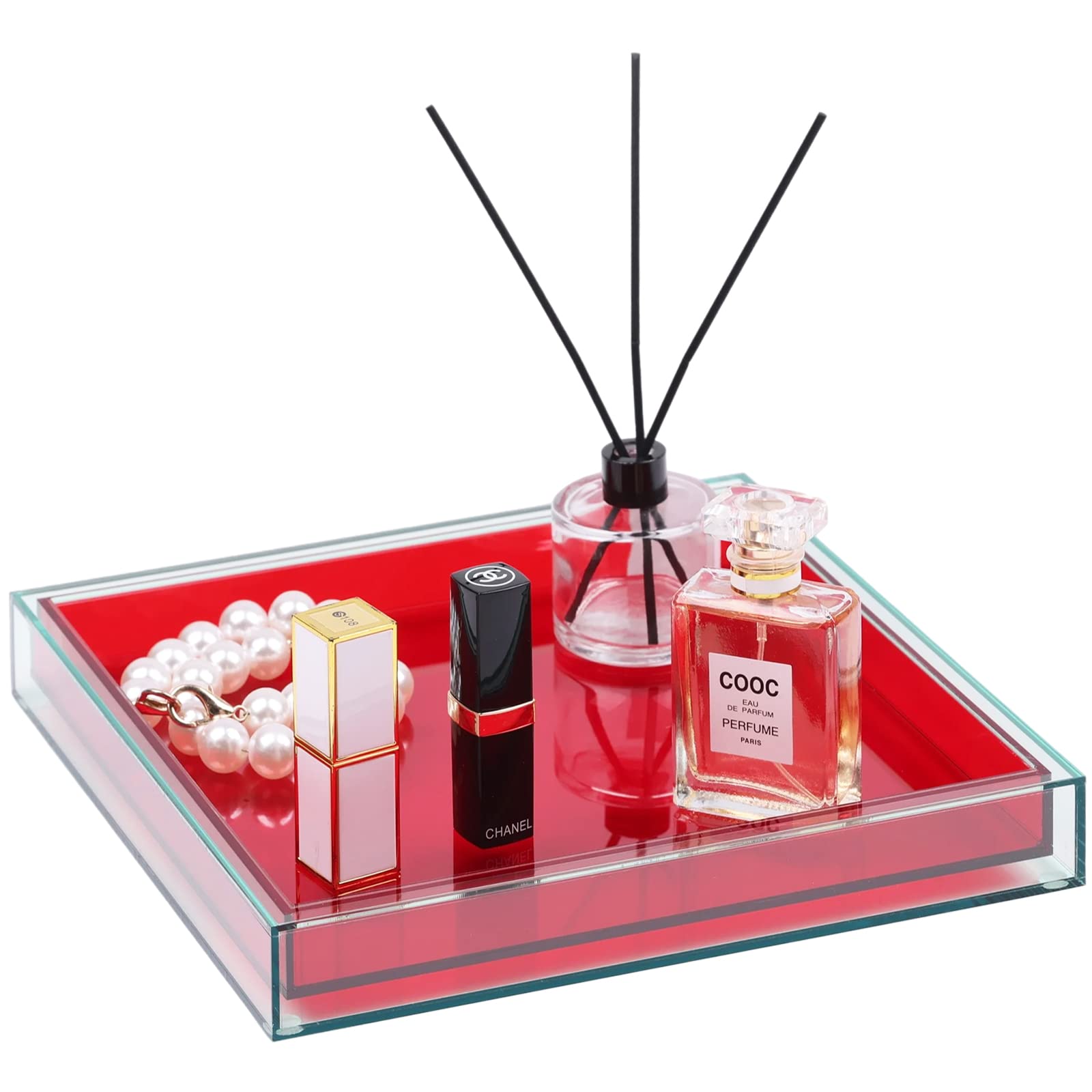 Amazon.com: XIYOUQI Red Acrylic Tray -10"x10" Multipurpose Square ...