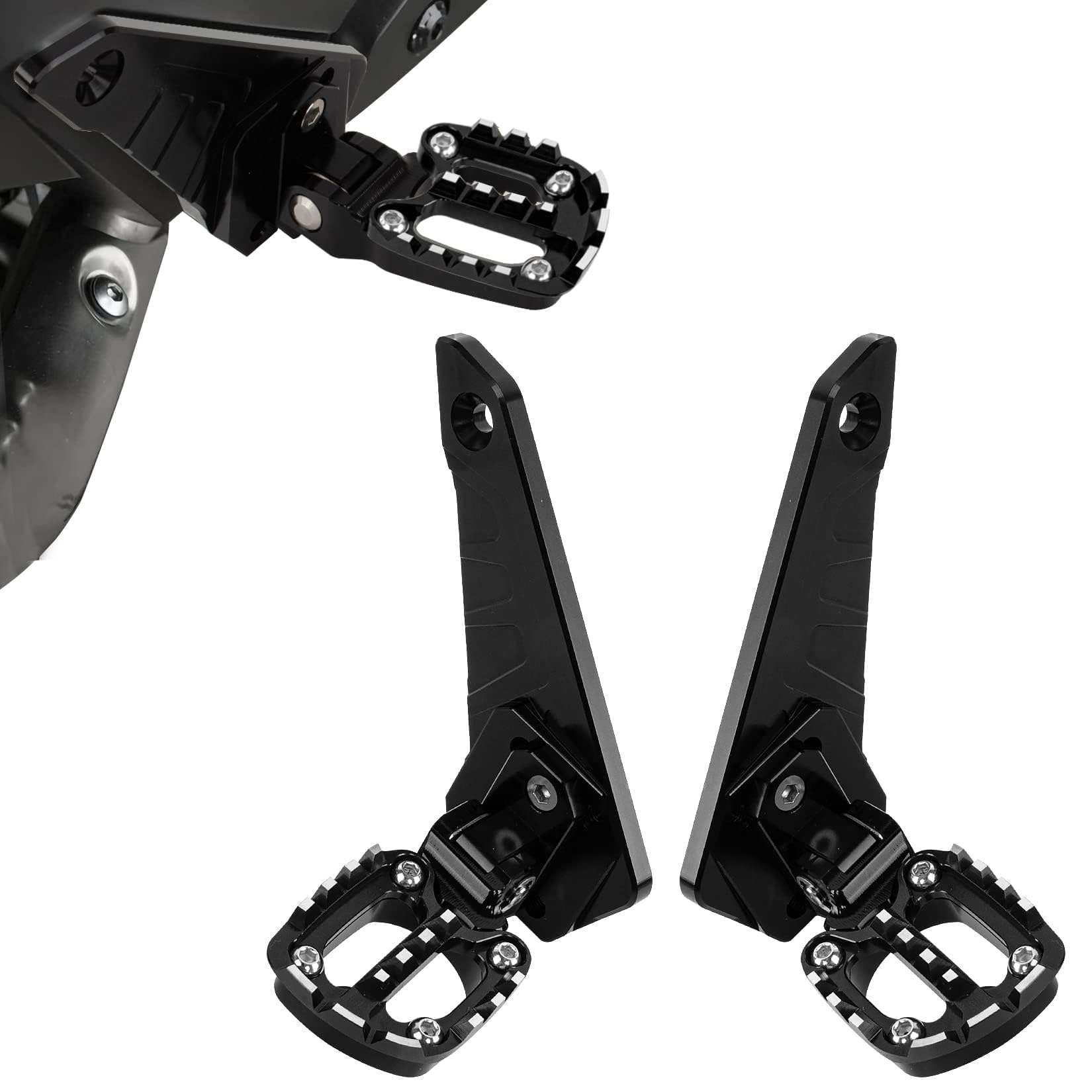 Voetsteunen Achter Vouwen Voet Pegs, PSLER Voet Pedaal Passagier Achterste Sets Motorfiets CNC Aluminium voor X-ADV 750 Forza 750 NC 750 2021 2022 2023 2024(Zwart