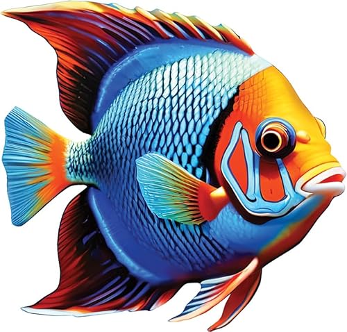 Blue Beauty Fish Porcelain Swimming Pool Mosaic (Blue, 9" x 8")
