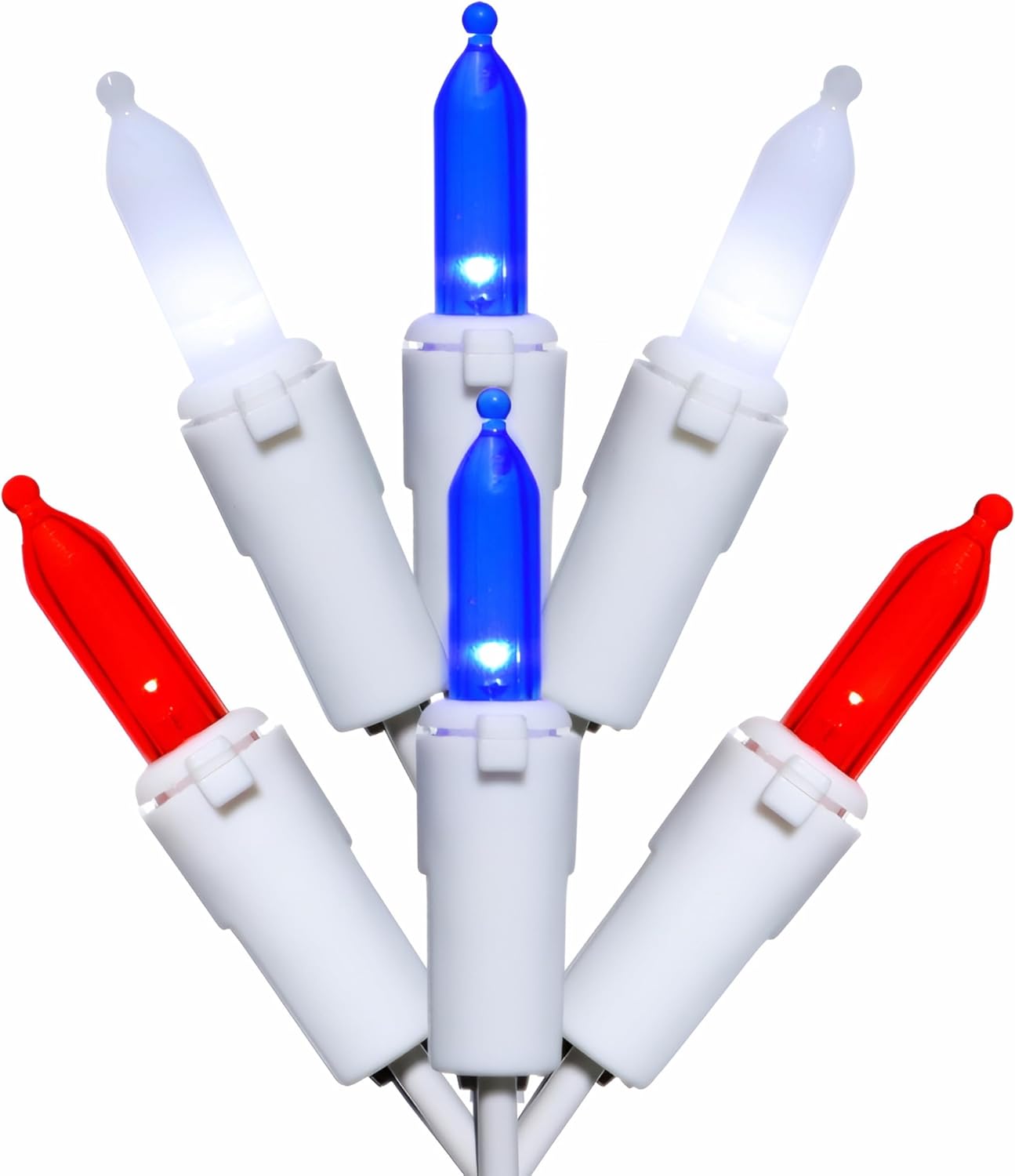 LUCKY SHINE 100 LED Red White and Blue Christmas Lights, 35 Ft White