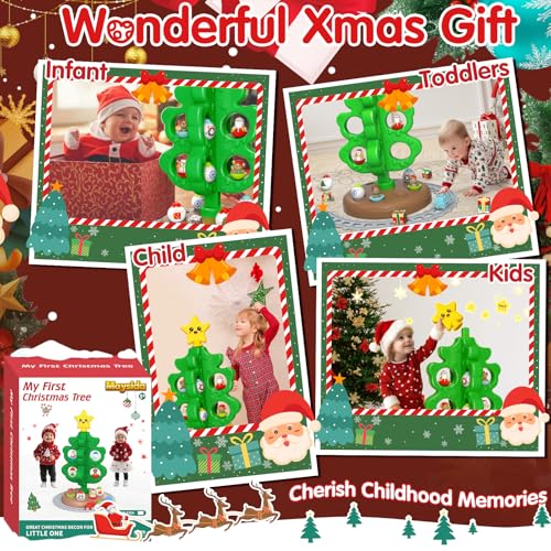 Image of maysida Baby First Mini Christmas Tree for Kids, Learning Toys Colorful Plastic Finger Puppets Snowman /Elk /Santa Tumblers for Toddlers, New Xmas Gifts for Girls Boys, Christmas Decorations Indoor