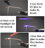 Vista 5 de EUPHENG Resina UV para Atado de Moscas de Tres Fórmulas: Gruesa, Delgada y Súper Flexible. Cemento para Cabezas de Moscas y Pegamento para 3+UV