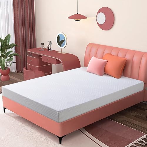 Colchón de espuma viscoelástica tamaño matrimonial de 10 pulgadas, blanco, 75 x 54 pulgadas
