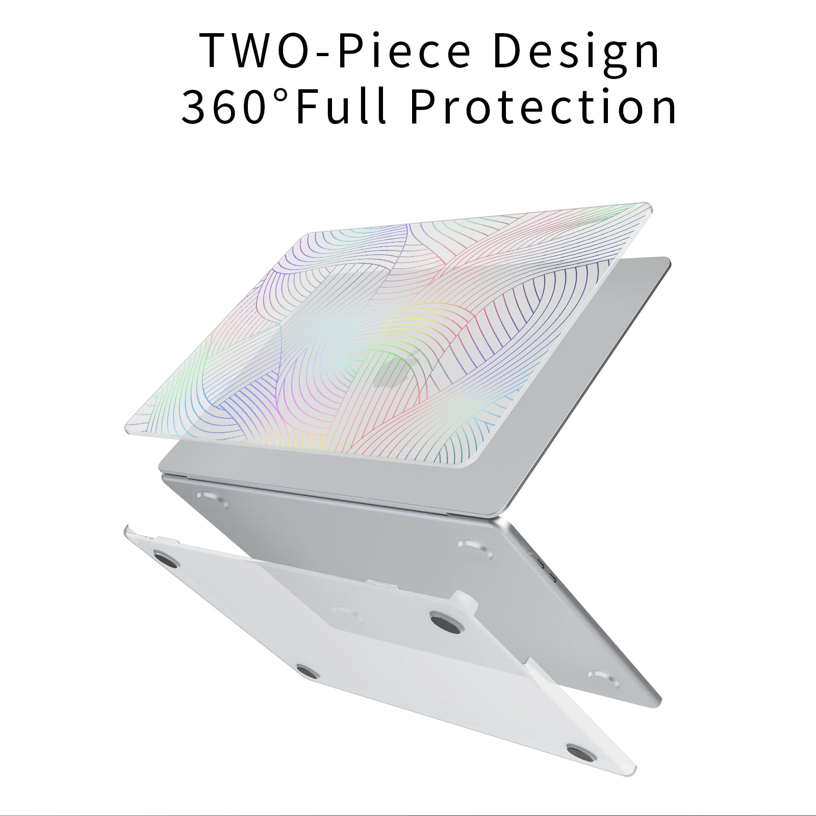 ChashenHa Hard Shell Case For MacBook Air 13.6" M2 2022 (A2681) With Keyboard Cover & Screen Protector - Marble Design - View #5