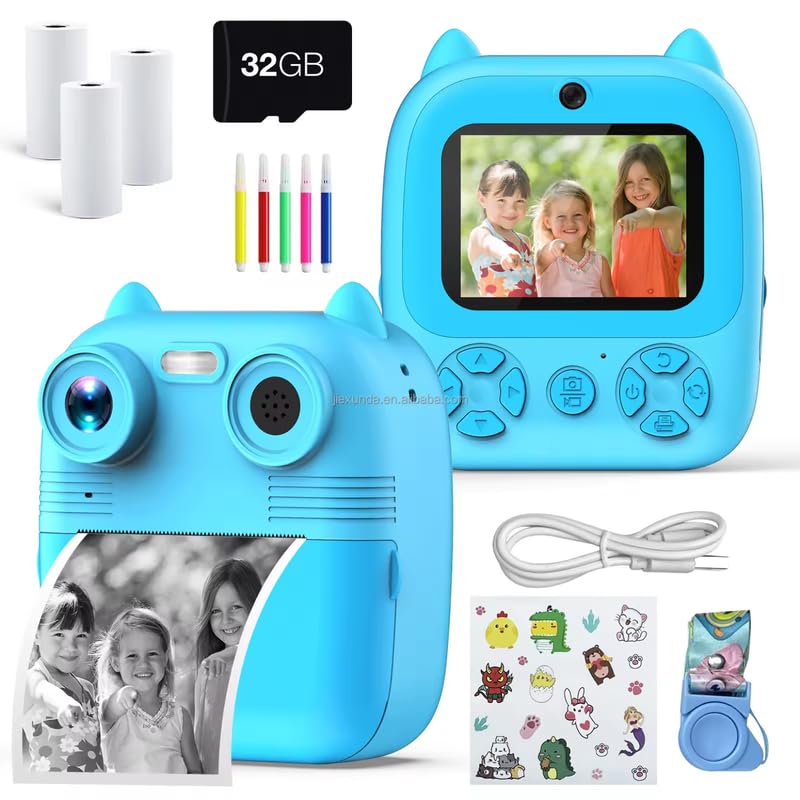 DRUMSTONE ( Buy ONE GET ONE ) Kids Instant Camera with Dual Lens | 1080P Digital Camera, 2.8″ Screen, 32GB SD Card & Thermal Printing | Fun & Easy Photography for Children-?? ????? Warranty