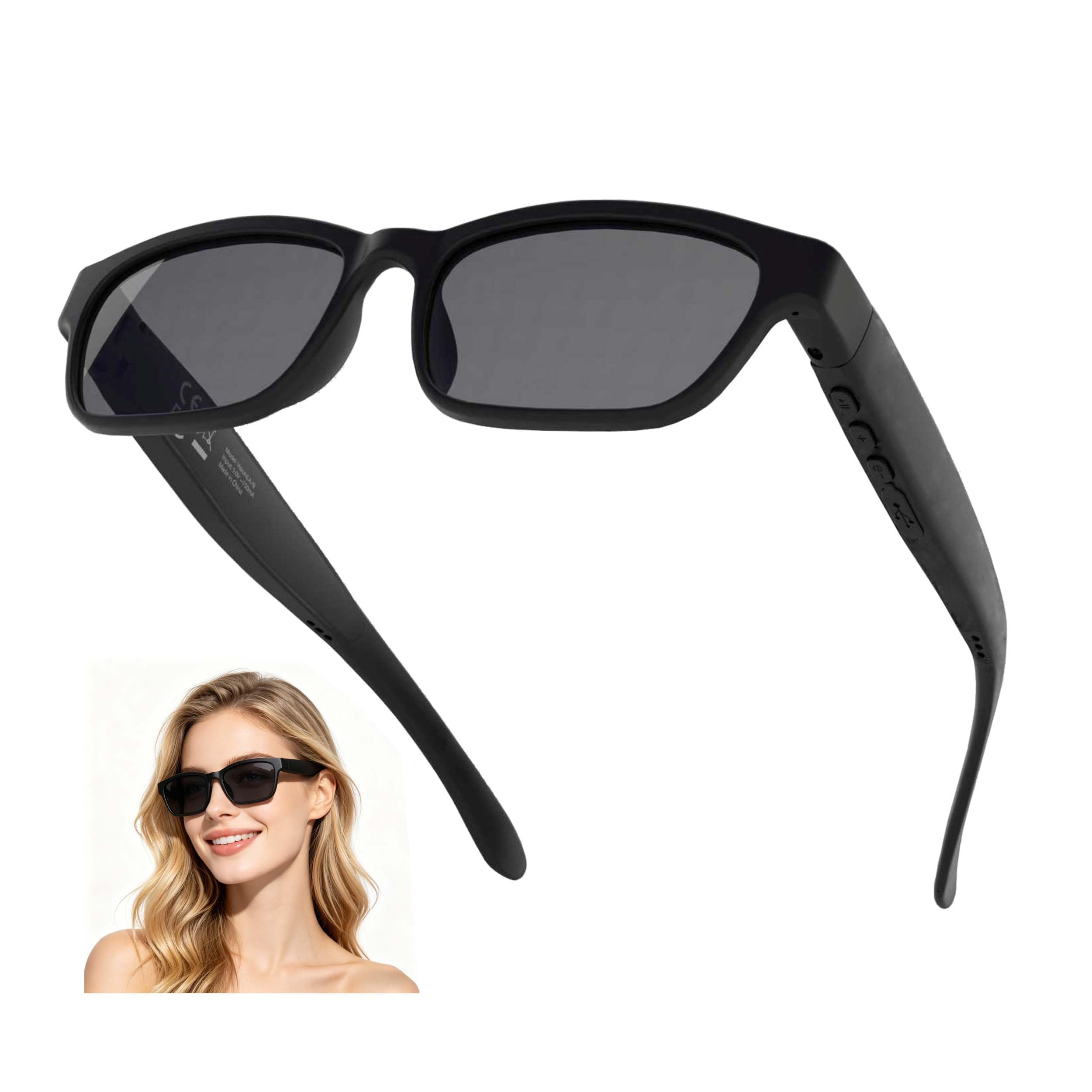 Emzwin Smart Bluetooth Glasses for Men Women Audio Polarized Glasses with Bluetooth Headphones Speaker Mic, UV Protection, Voice Assistant-image-0