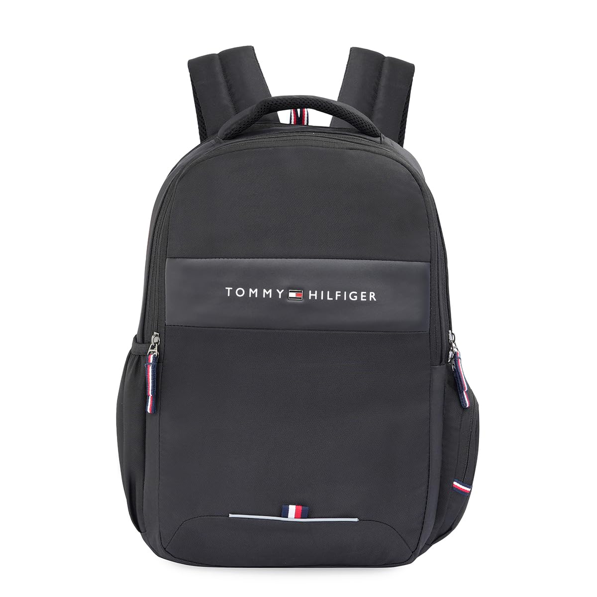 Tommy Hilfiger Joshua Polyester Unisex 15 Inch Laptop Backpack - Black | 21 Ltr Capacity| Padded & Adjustable Strap | Water Resistant | 3 Compartment | Water Bottle Holder | USB Cable holder Pocket