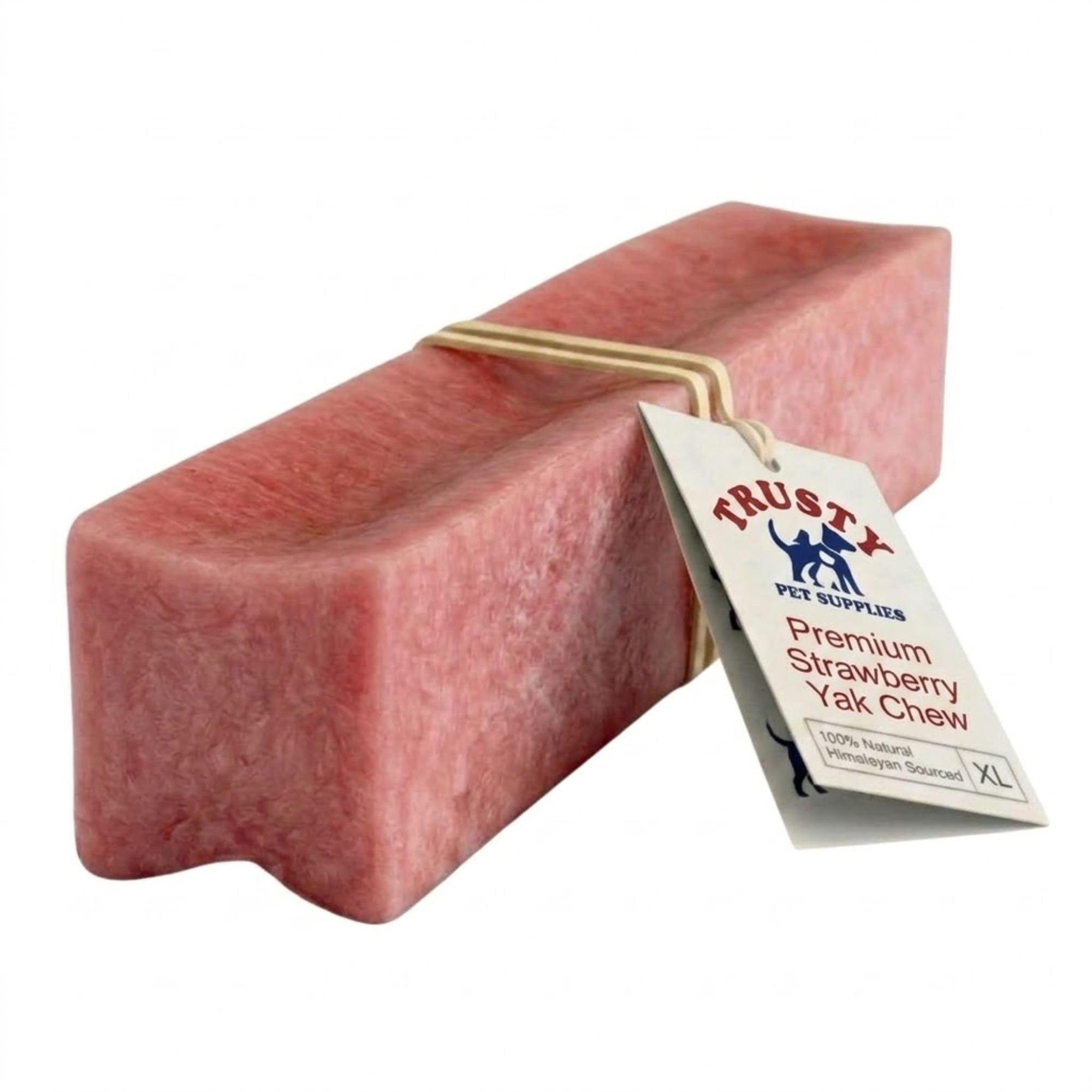 X-Large Strawberry Yak Chews for Dogs (Pack of 2) | Yak Chews | Long Lasting Dog Chew | Low Fat Dog Treats | Dog Teeth Chews for Small, Medium and Large Dogs | By Trusty Pet Supplies