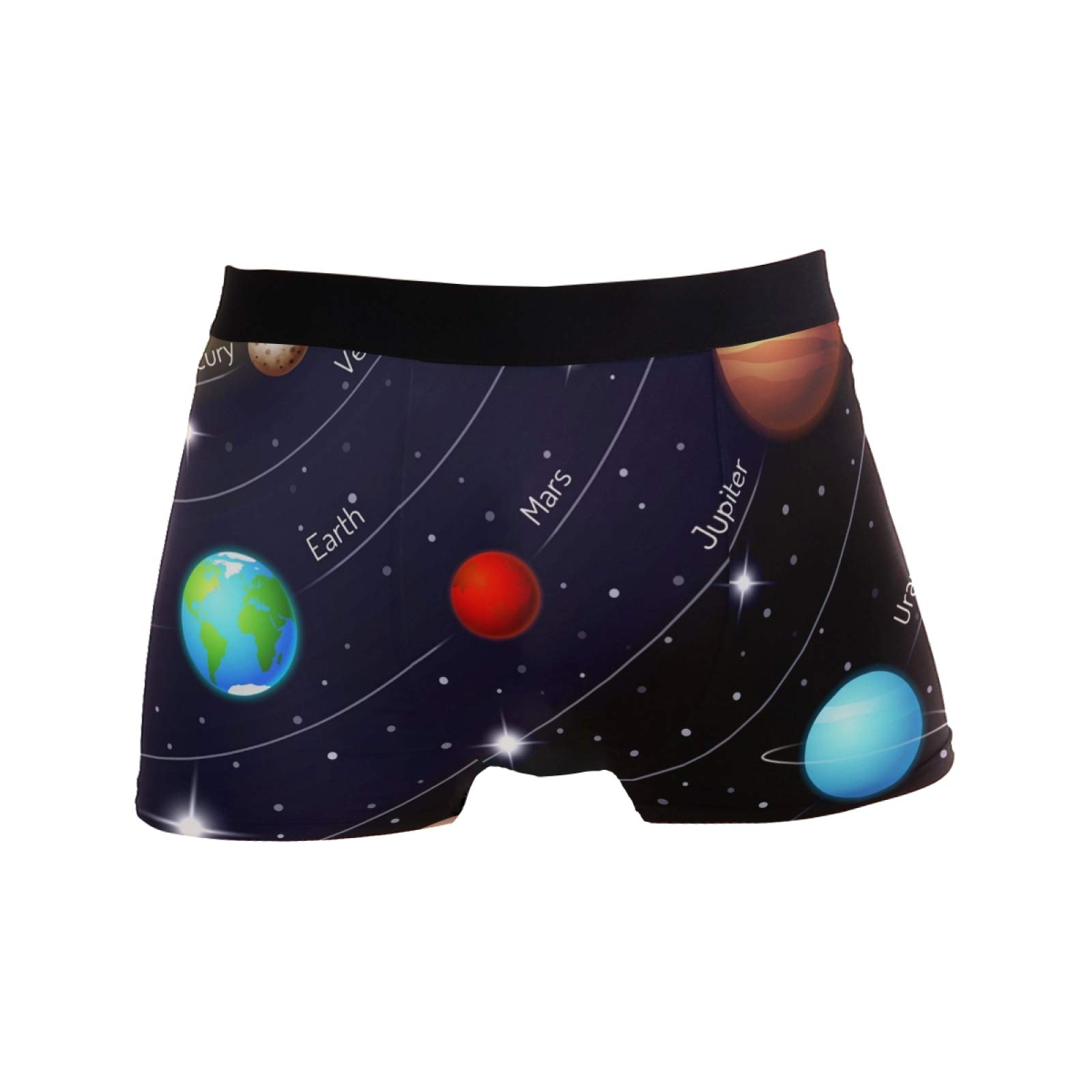 Linomo Men's Boxer Briefs Educational Outer Space Universe Planet Boxers Shorts Underwear Underpants