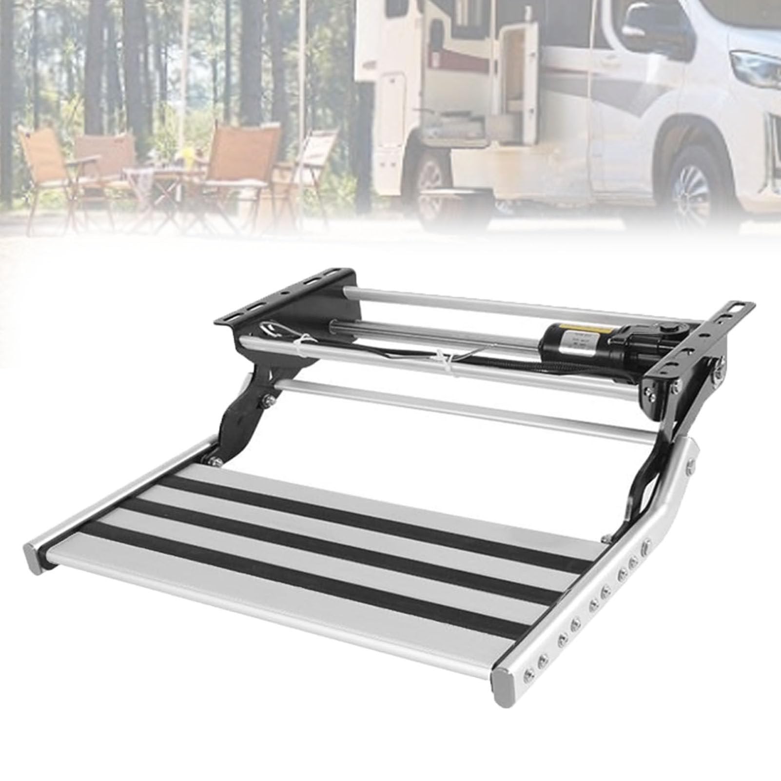 Pfps Electric Retractable RV Steps, Aluminum Alloy Telescopic Folding RV Entry Stair, LED Lighting, Foldable Step for Camper Van Motorhome 12V-Single