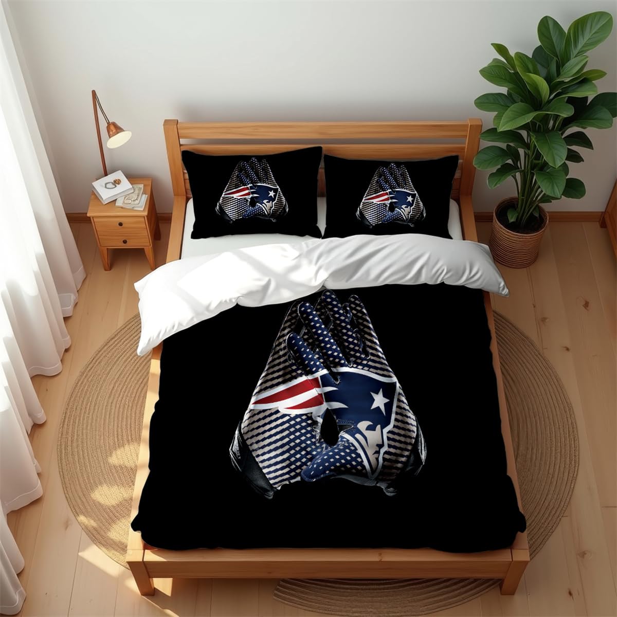 Premium Hotel Style Bedding Set Football Rugby 3PCS Soft Cotton Rich Quilt Cover for All Seasons (Style 02,220x230cm(King))
