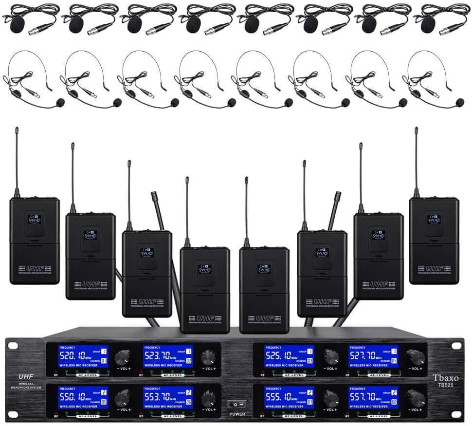 Buy Wireless Microphone System 8 Channel Microphones TBAXO UHF 8