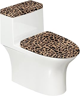Toilet Lid Cover Tank Lid Covers Splash Resistant Durable Toilet Seat Covers with Elastic Edge Keep Dust Stain Off Toilet Fit Most Round and Elongated Toilet Bathroom Decor(Leopard)