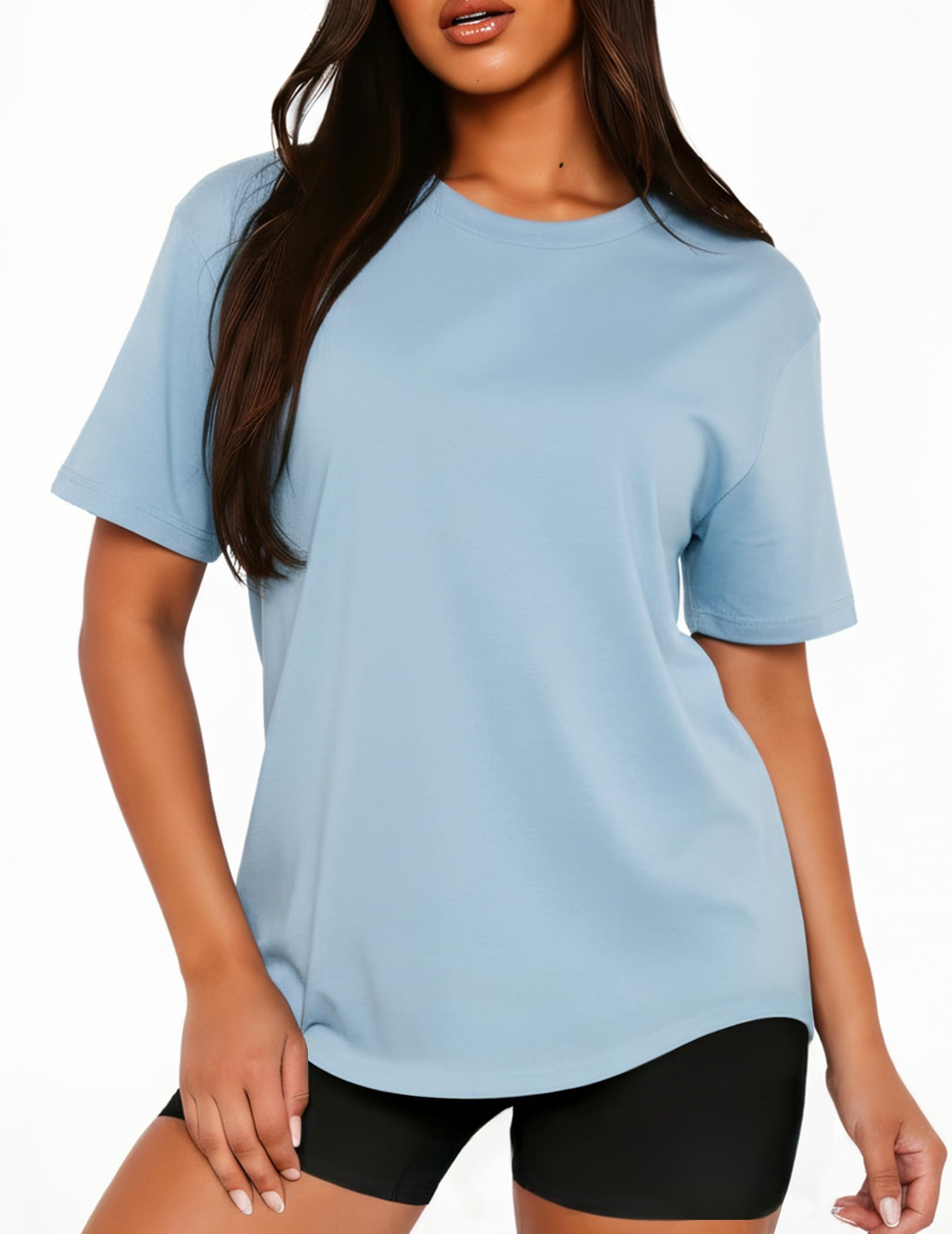 LETSEE Short Sleeve Workout Tops for Women Summer Athletic Yoga Tshirts Breathable Crewneck Tops