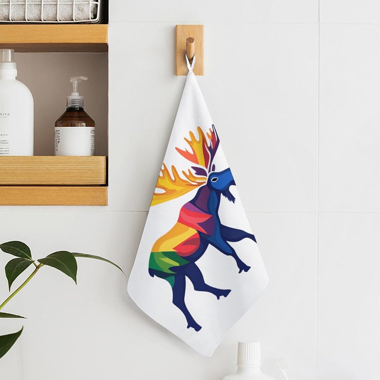 Colorful Canadian Moose Towel Hand Towels Decorative Towel for Bathroom Kitchen Shower Gym 4PCS