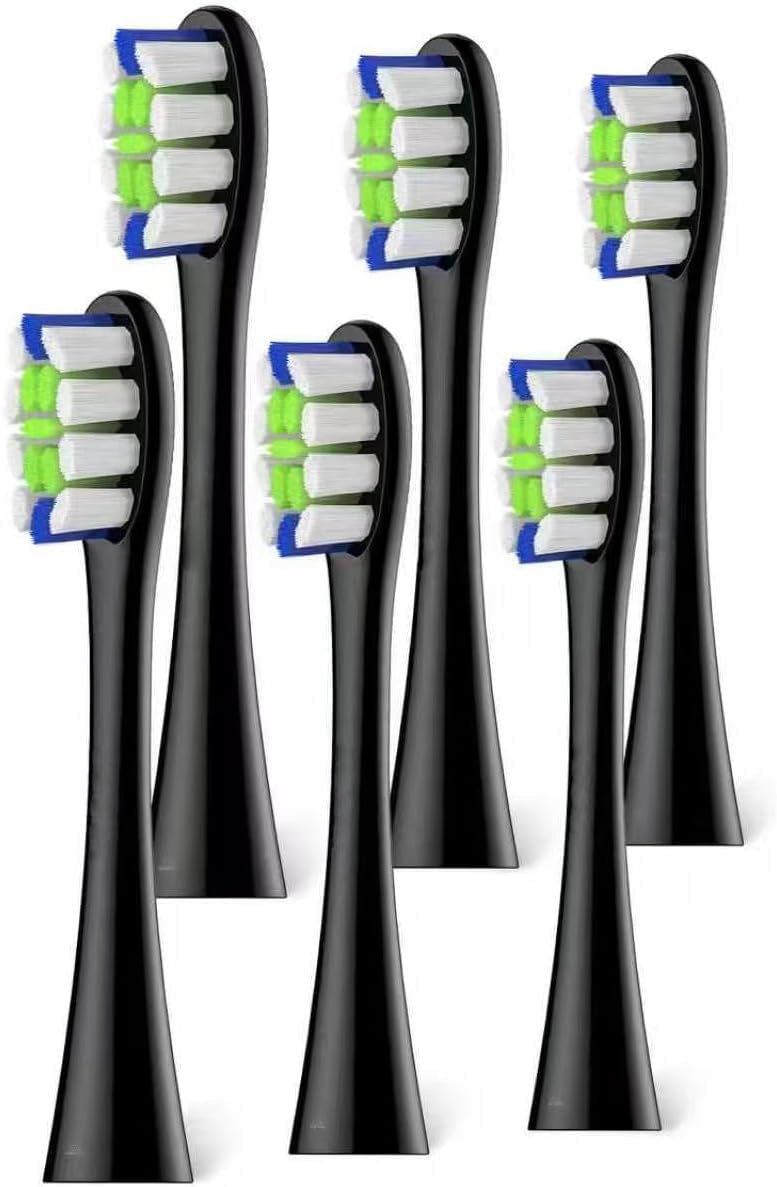 Standard Clean Brush Head Replacements Compatible with All Oclean Electric Handles, 6 Pack – Black