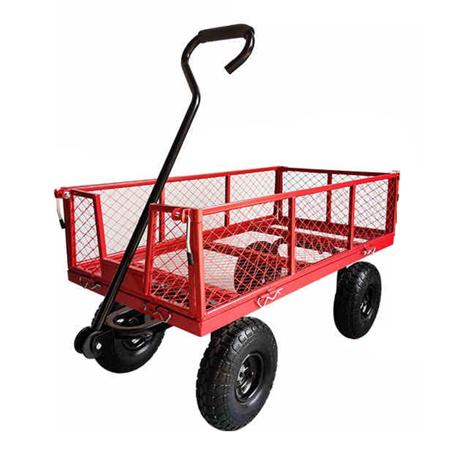Questa carriola, Carrello da Giardino in Metallo, Carrello Resistente, carretto Multiuso con 4 Ruote gonfiabili, carriola da Giardino Rimovibile, per Prato, Giardinaggio, Terra, Mattoni (Ver