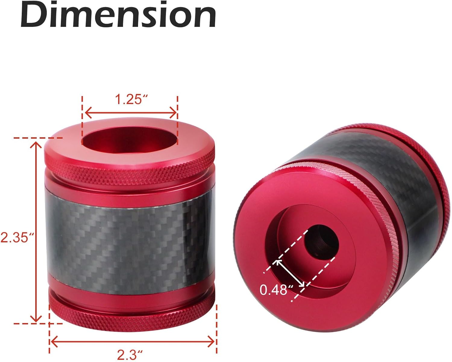 Crash Bar Sliders End Caps CNC Carbon Fiber Inlay Decorative Sliders Fits for 1.25" Front Engine Guard Rear Saddlebag Guard CNC 60mm (Red)