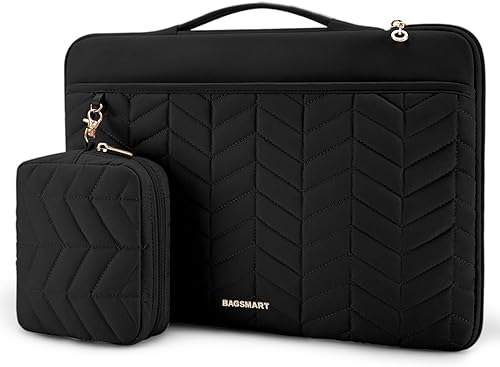 BAGSMART Funda para laptop de 13 a 14 pulgadas con asa, funda acolchada para laptop con bolsa de accesorios, funda para MacBook Air Pro de 13.3