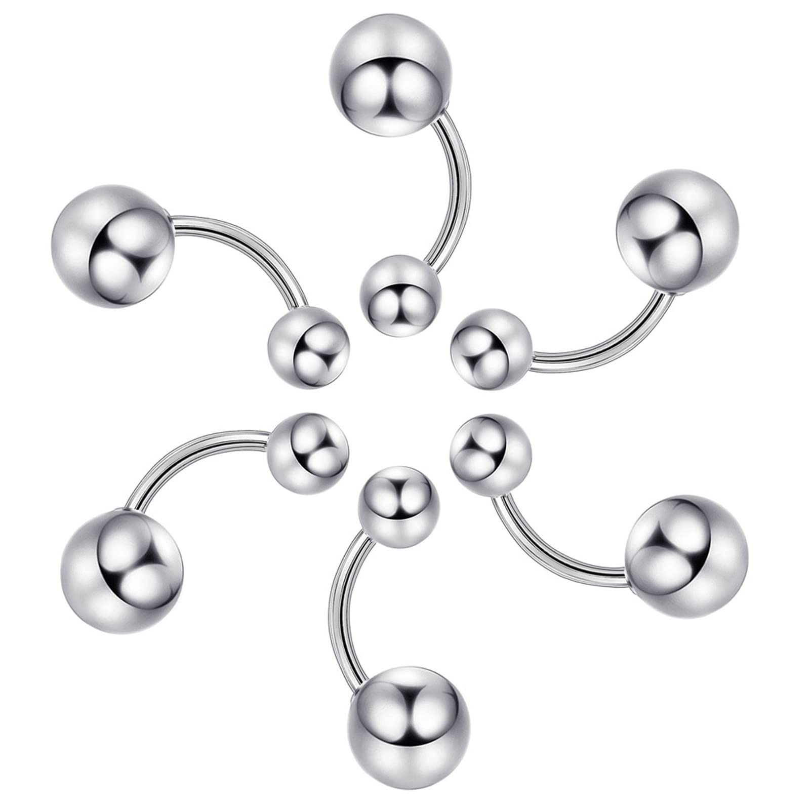 10-120 Stück Nasenpiercing Ring Edelstahl 16G 14G Nasenring Hoop Lang Stange U Form und Creolen Piercing Septum Knorpel Tragus Helix Ohrringe Set