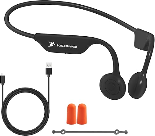 Auriculares de conducción ósea – Auriculares inalámbricos 5.4 abiertos con micrófono, tiempo de reproducción de 8 horas, tapones para los oídos,