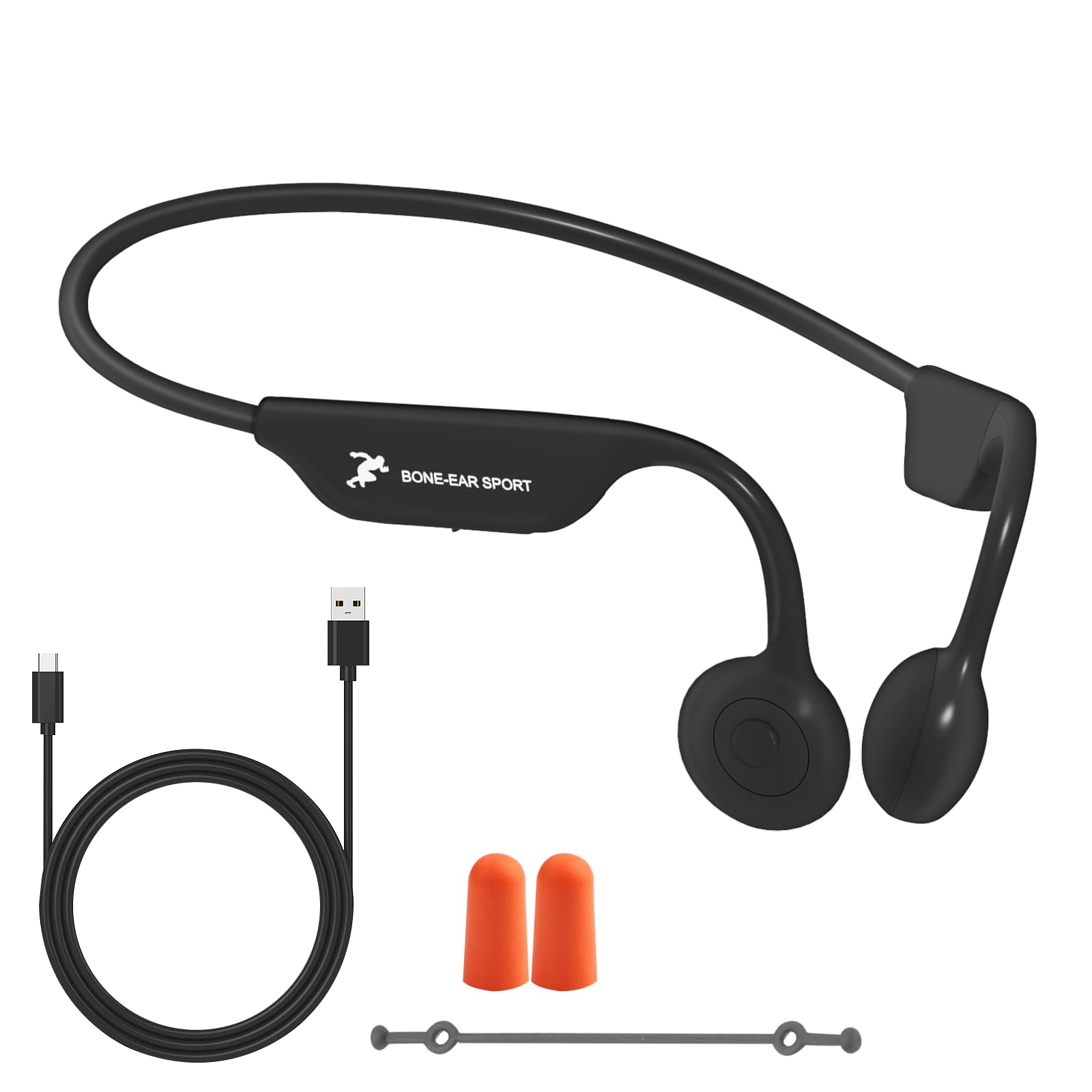 Cuffie a conduzione ossea, cuffie wireless 5.4 aperte con microfono, autonomia di riproduzione 8 ore, tappi per le orecchie, cavo elastico, auricolari impermeabili IPX6, per corsa, ciclismo