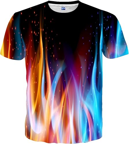 Neemanndy Camisetas coloridas gráficas 3D de manga corta con cuello redondo para hombres, mujeres y jóvenes
