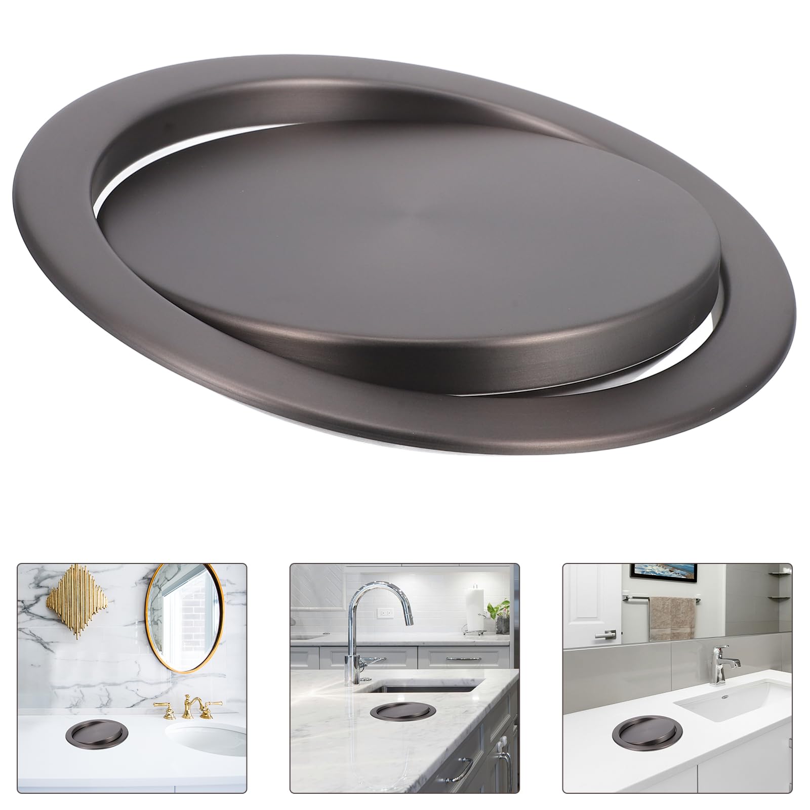Trash Can Lid Simple Trash Grommet Embedded Countertop Trash Chute Round Cover Swing Flap Trash Bin Lid For Kitchen Bathroom Office