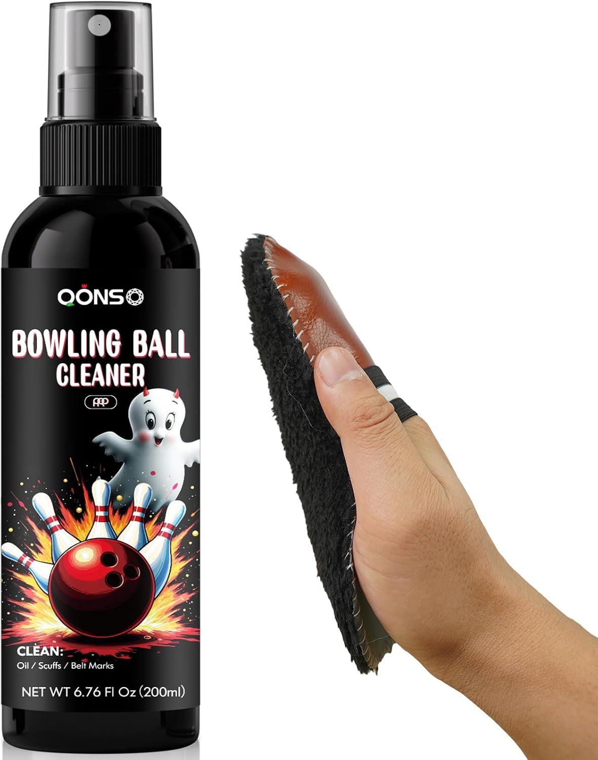 Bowling Ball Cleaner Spray - 1 Pack Bowling Cleaner Set with Cleaning Towel, Portable Bowling Accessories Kit - Removes Oil, Stains & Scuffs - Enhances Grip, Restores Tack & Prolongs Lifespan of Ball