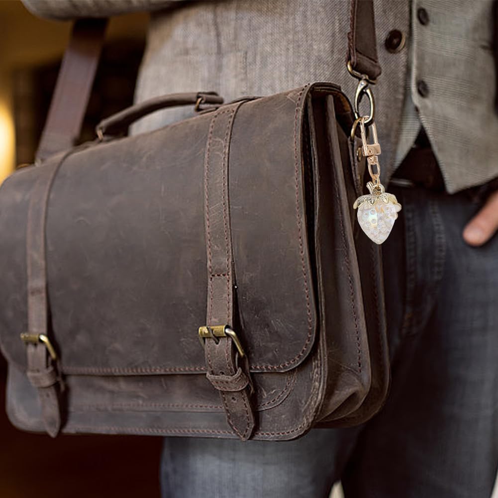 Craspire 1 Boîte De 3 Porte Clés En Forme De Fraise Rouge Rose Transparent Acrylique Alliage Doré Émail Marguerite Fraises Porte Clés à Breloques Avec Fermoirs